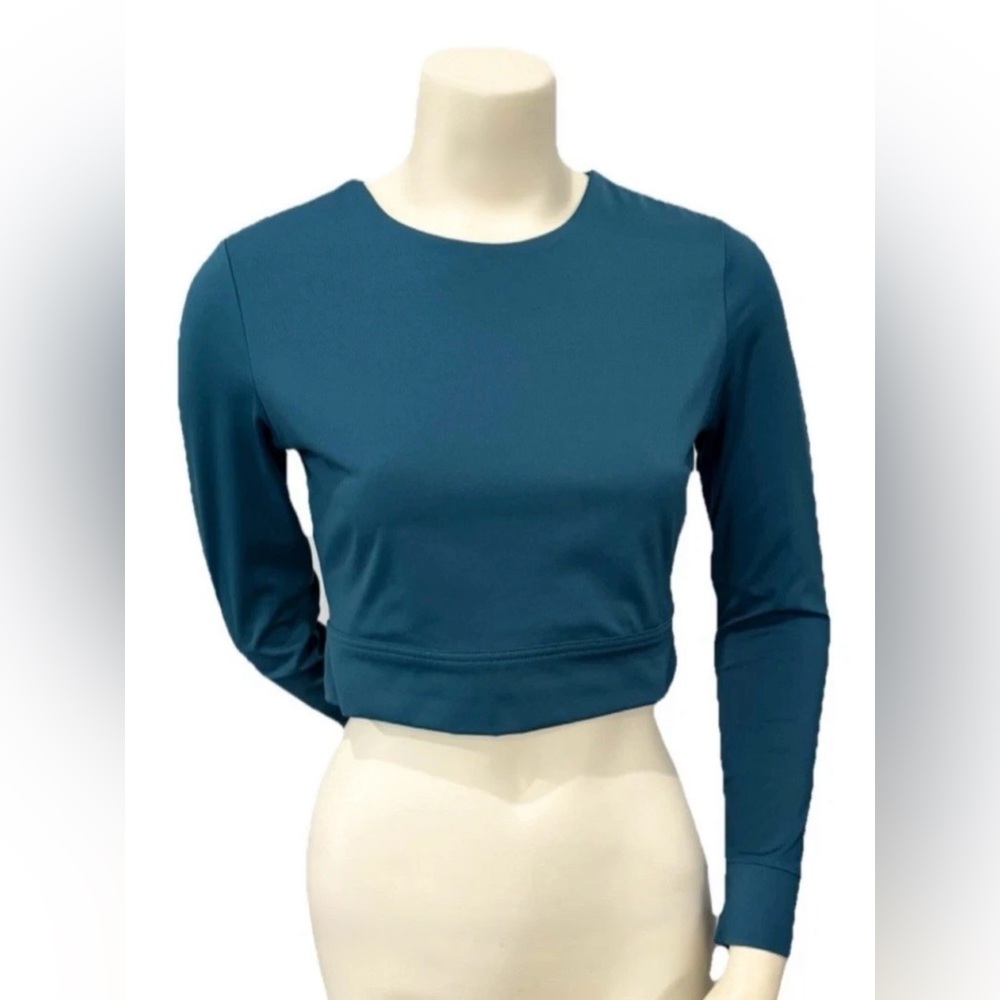 Banana Republic Long Sleeve Teal Stretch Crop Top Women’s Small